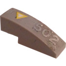 LEGO Medium Stone Gray Slope 1 x 3 Curved with Upside Down Triangle and 502 Sticker (50950)