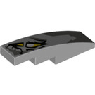 LEGO Medium Stone Gray Slope 1 x 4 Curved with Dragon Eye, Yellow (Right) (11153 / 39205)