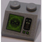 LEGO Medium Steengrijs Helling 2 x 2 (45°) met Horizon Screen, Gauge, Buttons Sticker (3039)