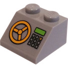 LEGO Mittleres Steingrau Steigung 2 x 2 (45°) mit Keypad und Vault Rad Aufkleber (3039)