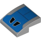 LEGO Mittleres Steingrau Steigung 2 x 2 Gebogen mit Blau und Schwarz (15068 / 100679)
