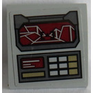 LEGO Gris pierre moyen Pente 2 x 2 Incurvé avec Dark rouge Screen et Dark Tan et blanc Buttons Autocollant (15068)