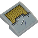 LEGO Gris pierre moyen Pente 2 x 2 Incurvé avec Gold et grise Panneau Modèle Autocollant (15068)