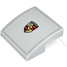 LEGO Medium Stone Gray Slope 2 x 2 Curved with Porsche Logo Sticker (15068)