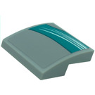 LEGO Medium Stone Gray Slope 2 x 2 Curved with White Pattern Curved on Dark Turquoise Background - Left Side Sticker (15068)