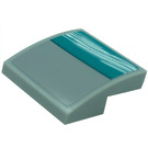LEGO Medium Stone Gray Slope 2 x 2 Curved with White Pattern on Turquoise - Right Sticker (15068)
