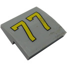 LEGO Medium Stone Gray Slope 2 x 2 Curved with Yellow '77' Sticker (15068)