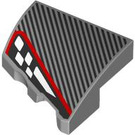 LEGO Medium Stone Gray Slope 2 x 2 x 0.6 Curved Angled Right with Red and Black and White (5093 / 106734)