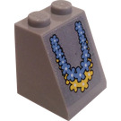 LEGO Mittleres Steingrau Steigung 2 x 2 x 2 (65°) mit Lei Garlands Aufkleber mit Unterrohr (3678)