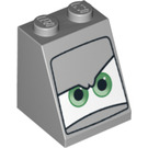 LEGO Mittleres Steingrau Steigung 2 x 2 x 2 (65°) mit Tony Trihull Augen mit Unterrohr (3678 / 96599)