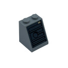 LEGO Medium Stone Gray Slope 2 x 2 x 2 (65°) with Yellow Rectangle, Gray Areas with Black Border Sticker with Bottom Tube (3678)