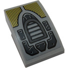 LEGO Medium Stone Gray Slope 2 x 3 Curved with Grille, Gold Decoration Sticker (24309)