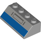 LEGO Mittleres Steingrau Steigung 2 x 4 (45°) mit Blau Bar mit glatter Oberfläche (3037 / 73585)
