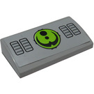LEGO Medium Stone Gray Slope 2 x 4 Curved with Alien Logo Sticker with Bottom Tubes (61068 / 88930)