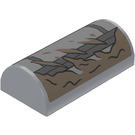 LEGO Medium Stone Gray Slope 2 x 4 Curved with Bars and Mud Splashes (Right) Sticker with Groove