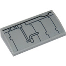 LEGO Medium Stone Gray Slope 2 x 4 Curved with Gray Pattern, Type 2 Sticker with Bottom Tubes (88930)