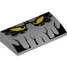 LEGO Medium Steengrijs Helling 2 x 4 Gebogen met Steen Gezicht met Geel Ogen met buizen aan de onderzijde (29710 / 61068)