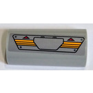 LEGO Medium Stone Gray Slope 2 x 4 Curved with Yellow lines on grey Sticker with Groove (6192)