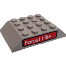 LEGO Mittleres Steingrau Steigung 4 x 6 (45°) Doppelt mit Forest Hills Zug Aufkleber (32083)
