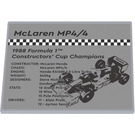 LEGO Mittleres Steingrau Steigung 6 x 8 (10°) mit Checkered Bar, 'McLaren MP4/4' Image und '1988 Formula 1™ Constructors' Cup Champions' Aufkleber (3292)