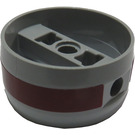 LEGO Medium Stone Gray Technic Cylinder with Center Bar with Dark Red Stripe around Sticker (41531)