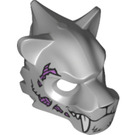 LEGO Medium Stone Gray Tiger / Wolf Mask Head Cover with Stitches and Purple Patches (15083 / 17366)