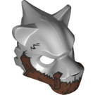 LEGO Medium Stone Gray Tiger / Wolf Mask Head Cover with Copper Fangs and Jaw (15083 / 19624)