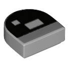 LEGO Medium stengrå Flise 1 x 1 Halvt Oval med Brickheadz Øje Dekoration (24246 / 69293)