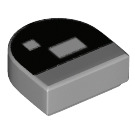 LEGO Medium Steengrijs Tegel 1 x 1 Halve Oval met Brickheadz Eye Decoratie (24246 / 69293)