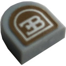 LEGO Medium Stone Gray Tile 1 x 1 Half Oval with Bugatti Logo Sticker (24246)