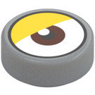 LEGO Medium steengrijs Tegel 1 x 1 Rond met Oog en Oranje Eyelid (35380)