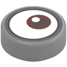 LEGO Medium Stone Gray Tile 1 x 1 Round with Eye with Brown (35380 / 69076)