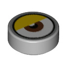LEGO Mittleres Steingrau Fliese 1 x 1 Runden mit Eye mit Brown und Gelb (35380 / 68362)
