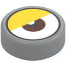 LEGO Medium steengrijs Tegel 1 x 1 Rond met Oog met Geel Eyelid (35380)