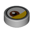 LEGO Medium Stone Gray Tile 1 x 1 Round with Left Brown Minion Eye with Yellow (35380 / 69071)