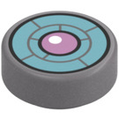 LEGO Medium Stone Gray Tile 1 x 1 Round with Purple Eye (35380 / 108456)