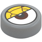 LEGO Gris Pierre Moyen Tuile 1 x 1 Rond avec Reddish Marron Œil Centre, Jaune Eyelid avec Cracks print (35380)