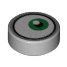 LEGO Medium steengrijs Tegel 1 x 1 Rond met Rechts Groen Minion Oog (35380 / 69070)