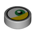 LEGO Medium Stone Gray Tile 1 x 1 Round with Right Green Minion Eye with Yellow (35380 / 69072)