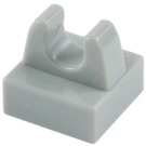 LEGO Mittleres Steingrau Fliese 1 x 1 mit Clip (Kein Schnitt in der Mitte) (2555 / 12825)