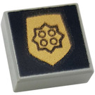 LEGO Gris Pierre Moyen Tuile 1 x 1 avec Police Badge avec rainure (46092)