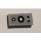 LEGO Medium Steengrijs Tegel 1 x 2 met 2 buttons Sticker met groef (3069)