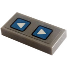 LEGO Gris pierre moyen Tuile 1 x 2 avec La Flèche Buttons Autocollant avec rainure (3069)