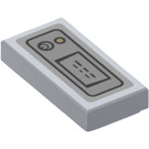 LEGO Mittleres Steingrau Fliese 1 x 2 mit Button und Change Tray Aufkleber mit Nut (3069)