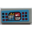 LEGO Mittleres Steingrau Fliese 1 x 2 mit Buttons, Bar Graph, Map und Krokodil Aufkleber mit Nut (3069)