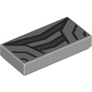 LEGO Medium Stone Gray Tile 1 x 2 with Cyborg Chest with Groove (3069 / 36737)