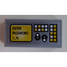 LEGO Medium Steengrijs Tegel 1 x 2 met Enter Password Screen en Toggles Sticker met groef (3069)