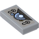 LEGO Medium Stone Gray Tile 1 x 2 with Freeze Control Panel Sticker with Groove (3069)
