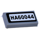LEGO Medium Stone Gray Tile 1 x 2 with HA60044 License Plate Sticker with Groove (3069)