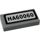 LEGO Gris pierre moyen Tuile 1 x 2 avec "HA60060" Autocollant avec rainure (3069)